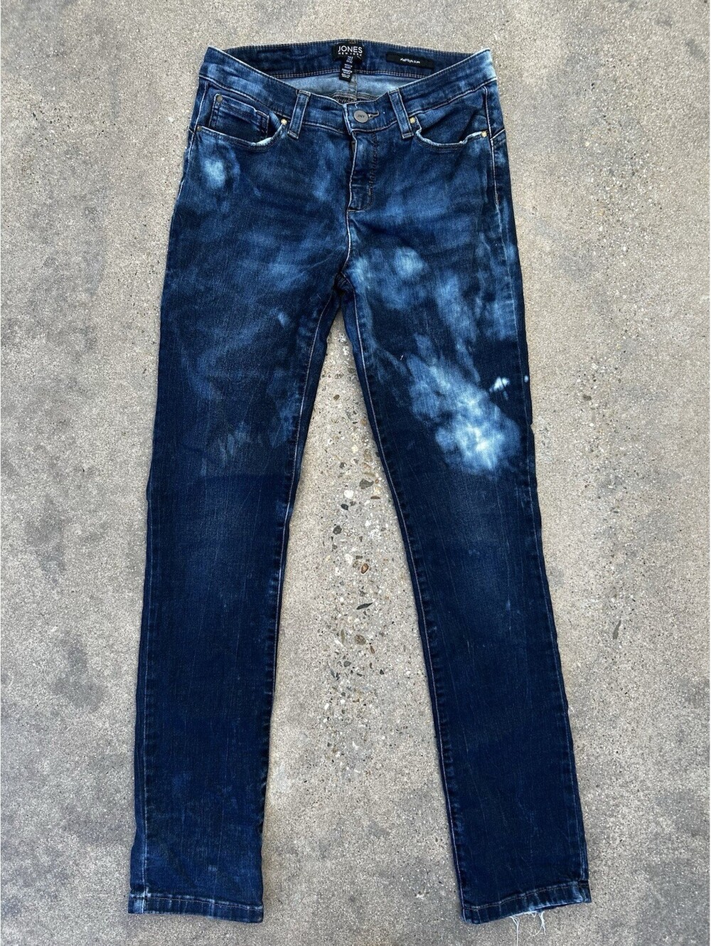 Jones New York Maddison Skinny Jeans 2 Blue Stretch Denim Slim Fit Tie Dyed